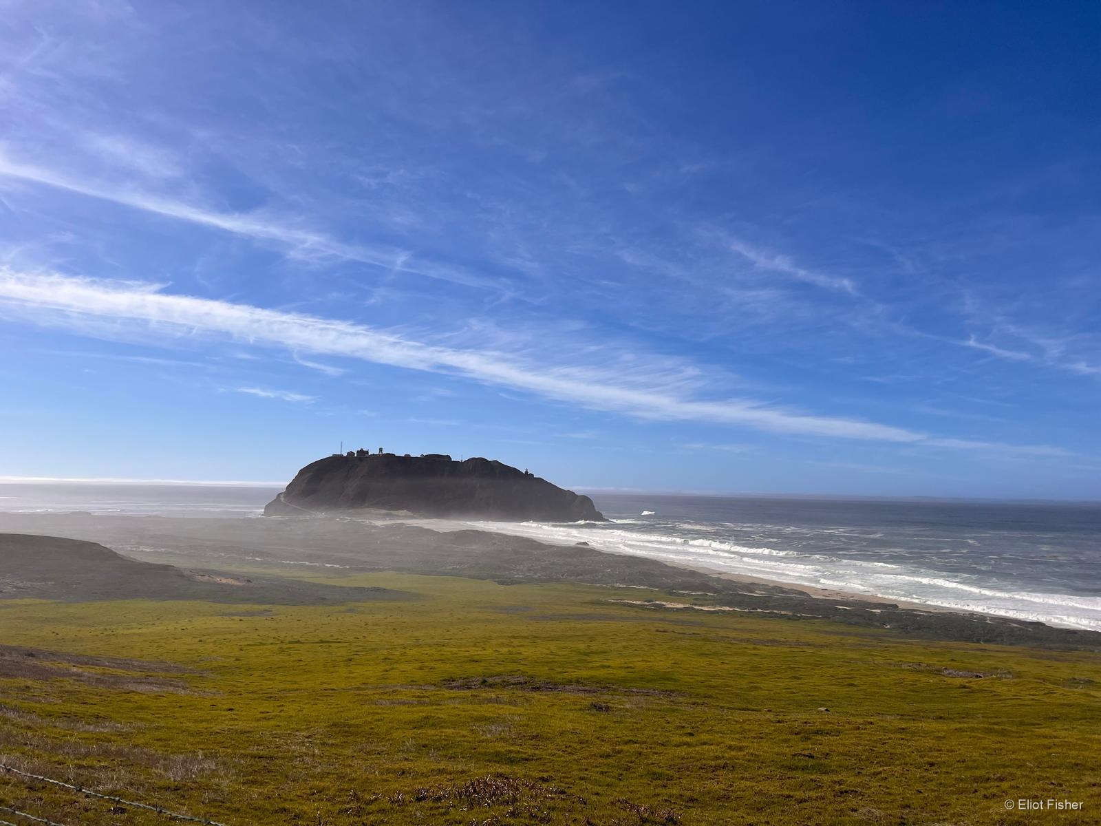 Misty headland above the Pacific