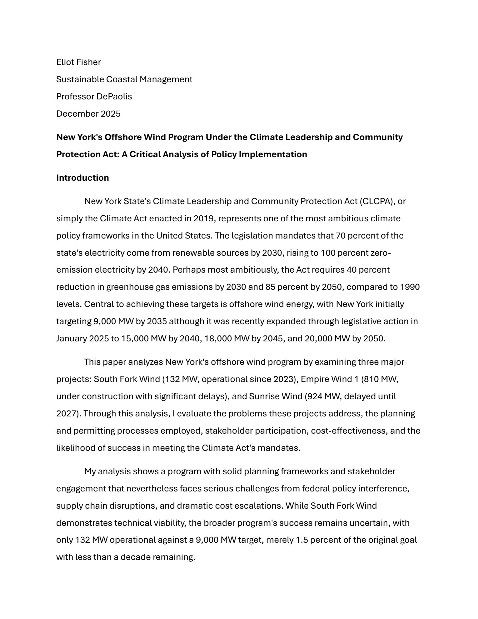 New York's Offshore Wind Program Under the CLCPA cover page