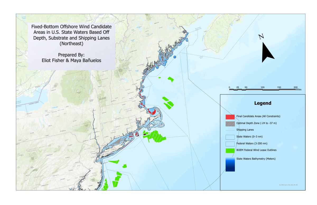 Map of fixed-bottom offshore wind candidate areas